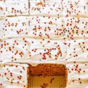 Pumpkin Bars with Cream Cheese Frosting - These super soft and moist pumpkin bars are the perfect EASY fall dessert!! Tangy cream cheese frosting is a wonderful complement to these perfectly pumpkin-spiced bars!!
