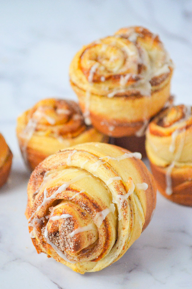 Pumpkin Spice Cruffins - What you get when you marry a croissant with pumpkin spice and bake it in a muffin pan!! The EASIEST recipe that uses just a handful of convenience ingredients, ready in 20 minutes, and perfect for pumpkin season!!