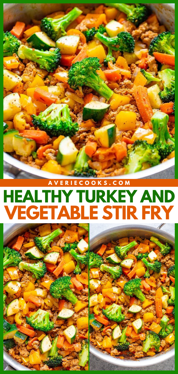 Healthy Ground Turkey Stir-Fry — An EASY, flavorful, FLEXIBLE stir fry that takes advantage of lean protein and your favorite veggies that you have in your produce drawer!! Ready in 25 minutes and perfect for meal-prepping!!