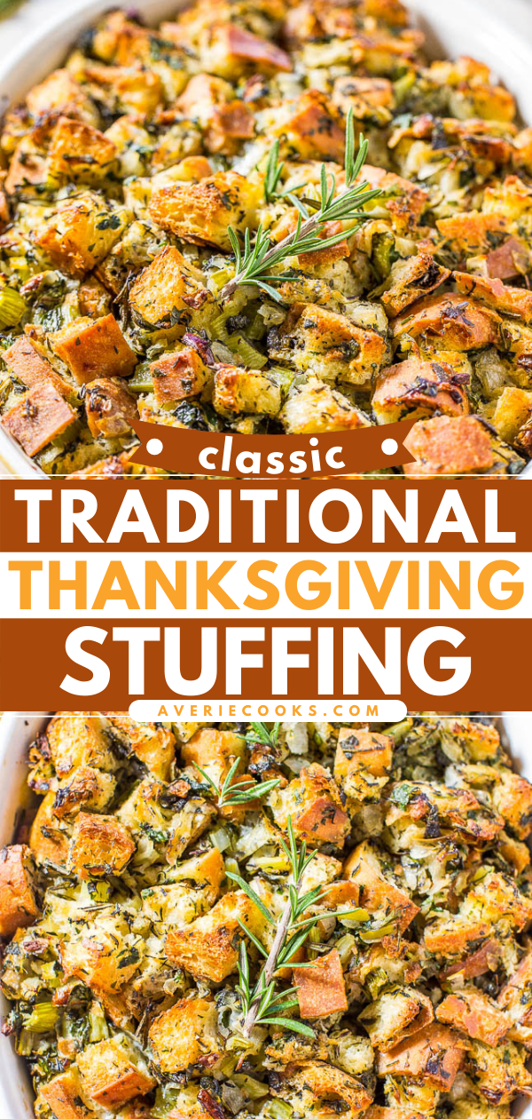 Photo collage for traditional Thanksgiving stuffing 