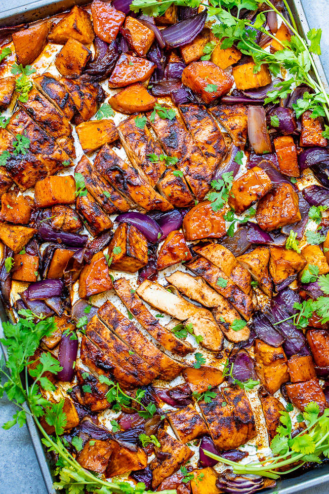 Chili and Brown Sugar Spice Rub Chicken and Sweet Potatoes