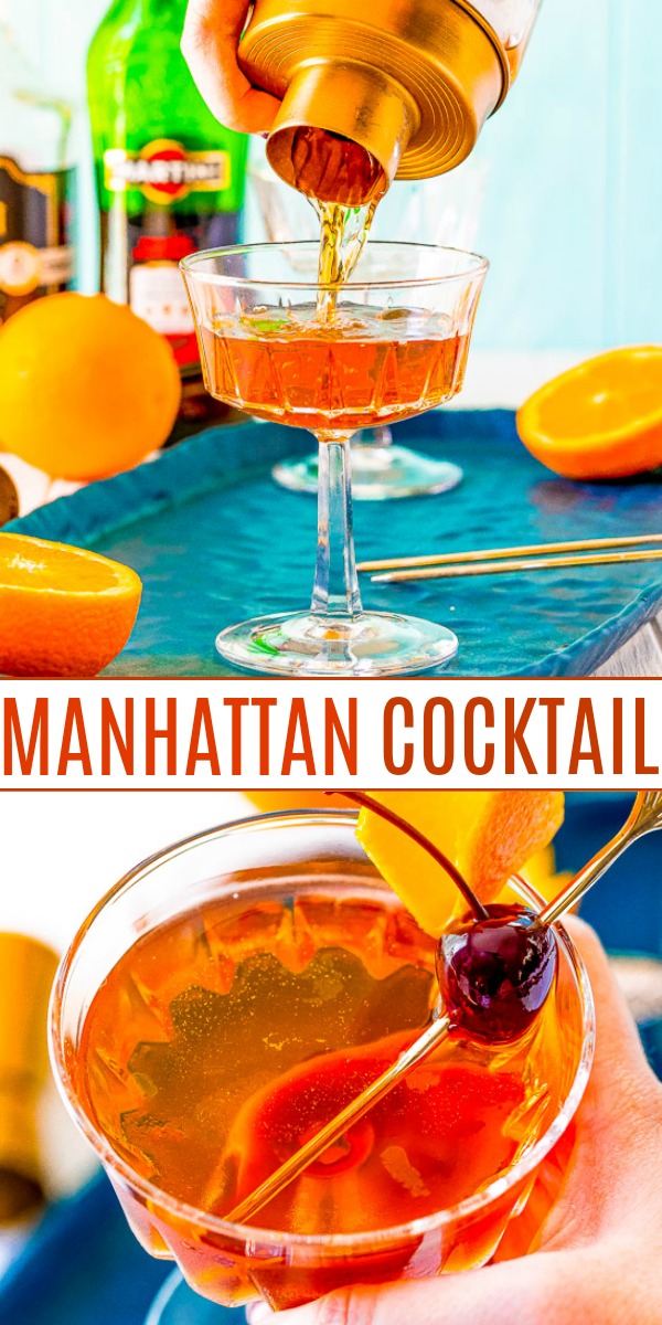 Manhattan Cocktail - This classic bourbon cocktail is made with vermouth, Angostura bitters, and orange peel for a sophisticated and easy drink everyone should know how to make!