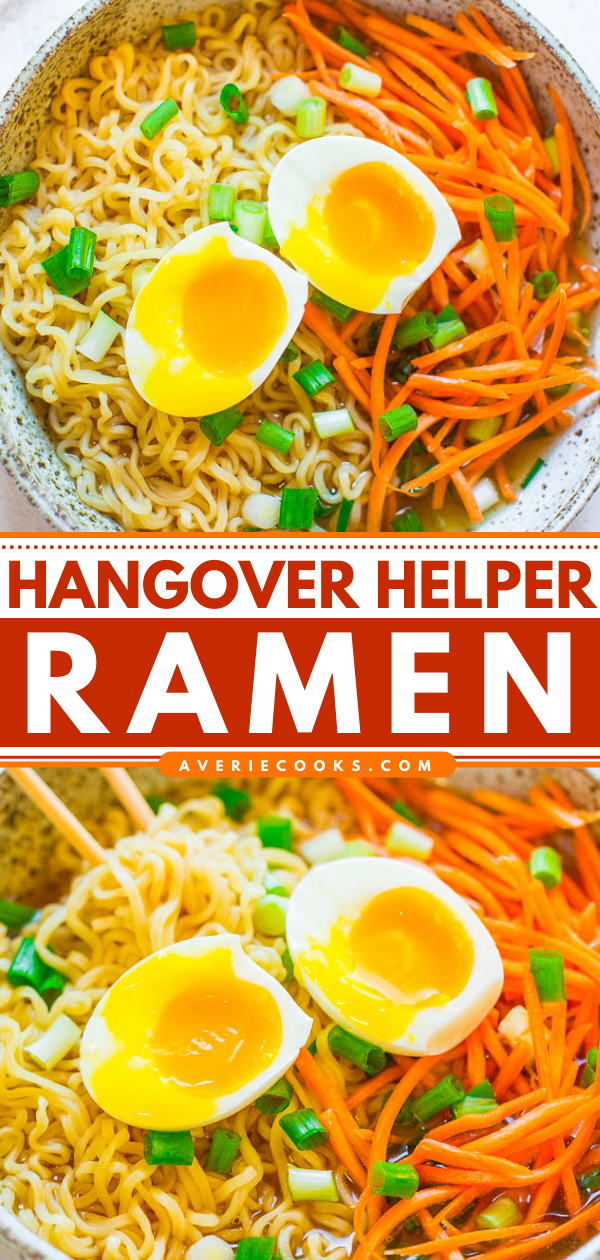Hangover Helper Ramen - The next time one drink turns into wayyyyy more than it should have, this EASY ramen bowl that's ready in 10 minutes will help you FEEL BETTER!! Also great for colds and flus!!