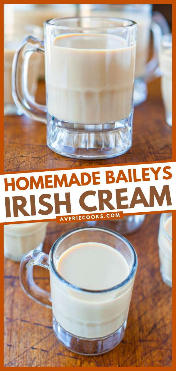 Homemade Baileys Irish Cream — Homemade Baileys Irish Cream comes together 1 minute, with ingredients you likely already have on hand. Rich, creamy, and the flavor is a dead ringer for store-bought! 
