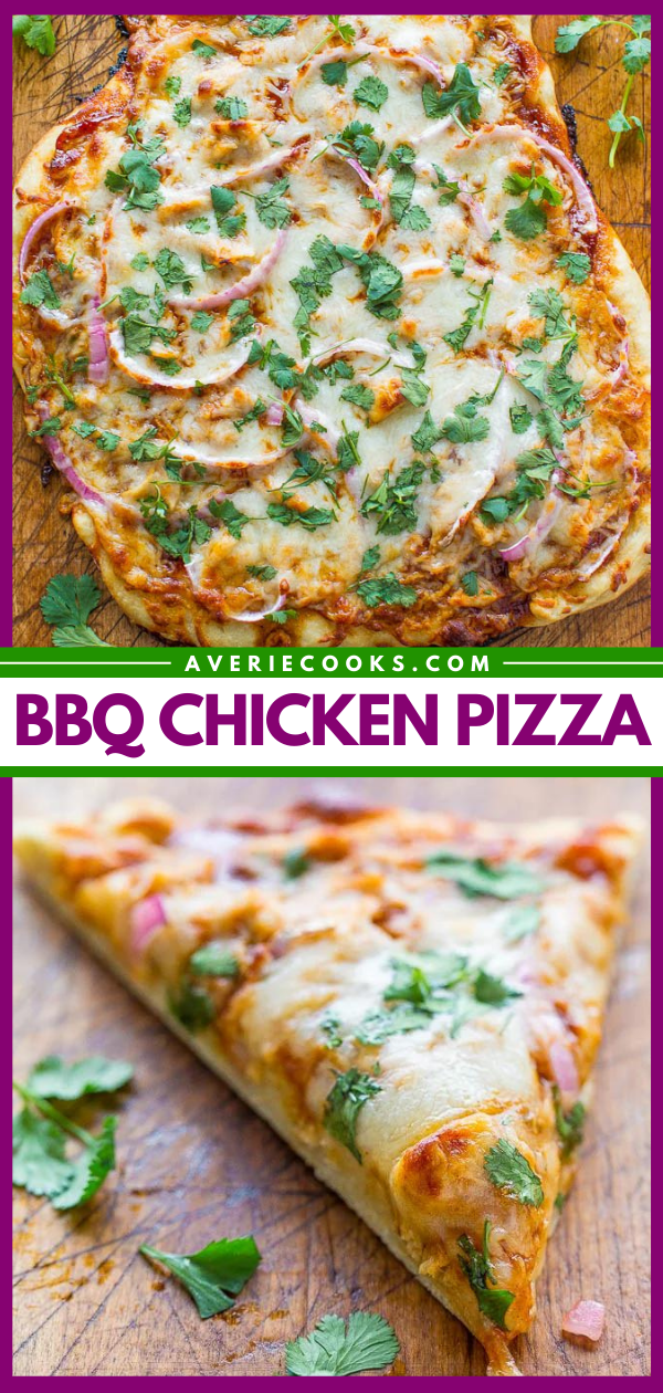 BBQ Chicken Pizza — This amazingly fresh bbq pizza reminds me of California Pizza Kitchen's bbq chicken pizza except I think homemade is better. I'm not partial or anything. In just 15 minutes, you have a meal everyone will love!