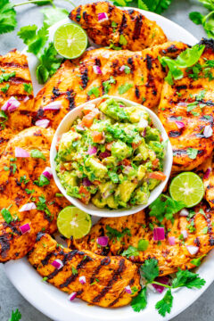Grilled Lime Cilantro Chicken with Guacamole