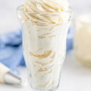 Marshmallow Buttercream Frosting in a sundae glass.