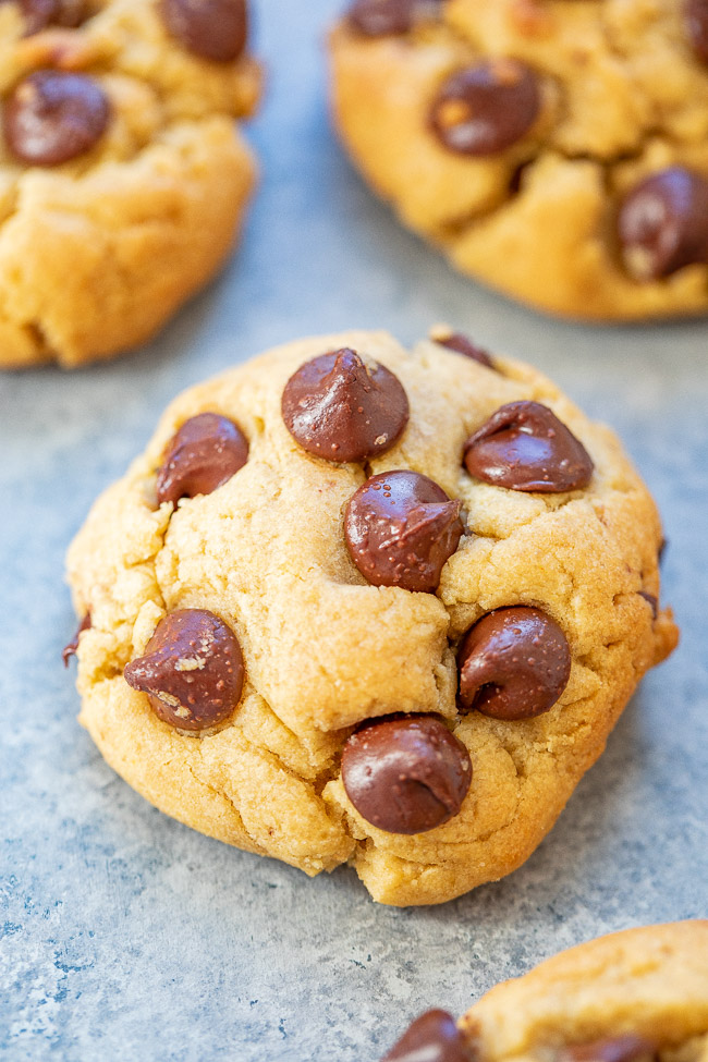 Olive Oil Chocolate Chip Cookies - You won’t miss the butter in these olive oil chocolate chip cookies!! They’re soft and chewy, loaded with chocolate, and have a unique flavor from the olive oil but it's not overpowering! If you're looking for a twist on classic chocolate chip cookies, try these!