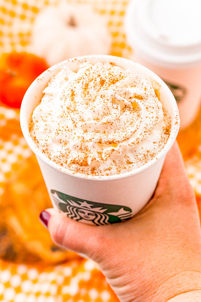 Copycat Pumpkin Spice Latte - My Copycat Starbucks Pumpkin Spice Latte recipe is spot on! Skip going out and the lines, save money, and start making your own homemade pumpkin spice lattes! You're going to love how similar this tastes to the real thing!