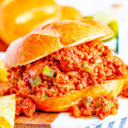 Homemade sloppy Joes sandwich.