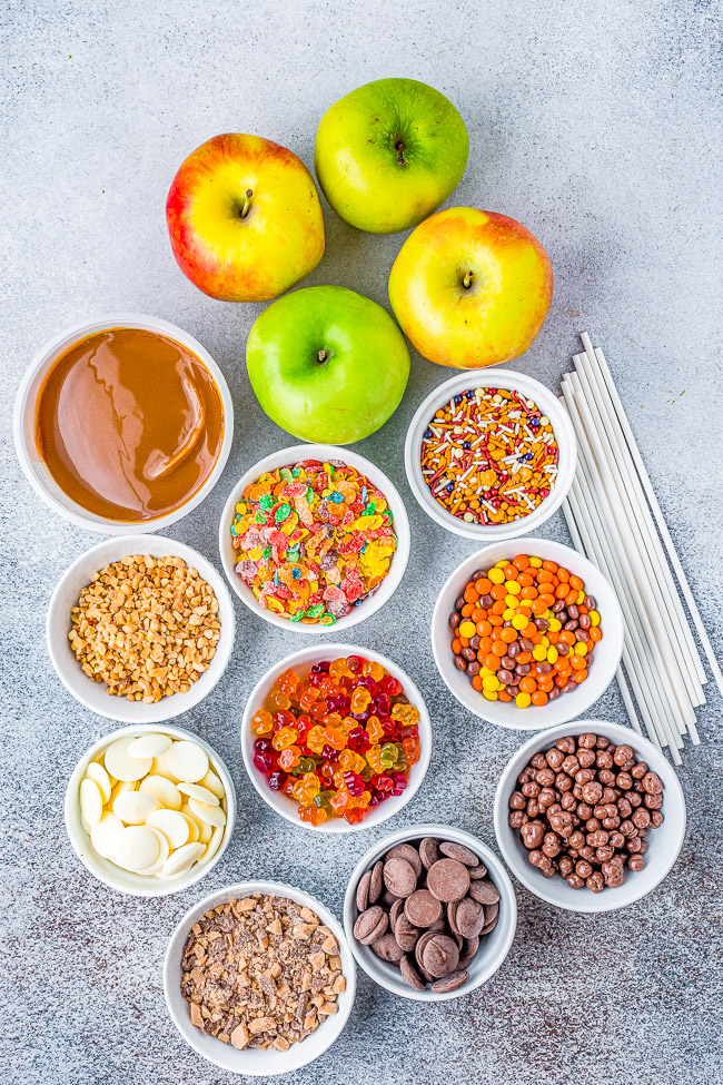 Caramel Apple Board - It's caramel apple season and this caramel apple board is a FUN and festive quintessential fall treat! EASY to prep and it's a wonderful family family-friendly activity for kids and adults alike!