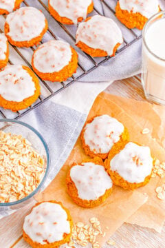 Iced Pumpkin Oatmeal Cookies