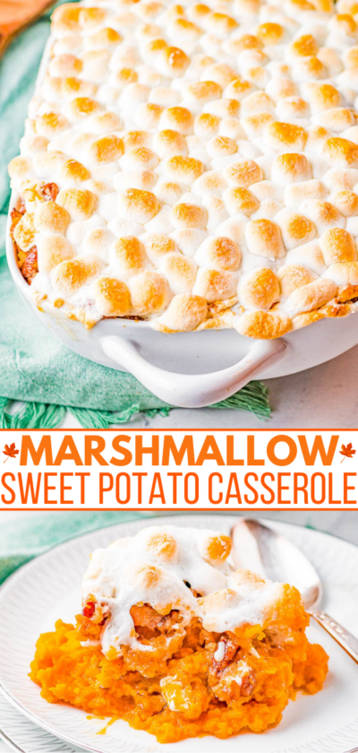Classic Sweet Potato Casserole with Marshmallows on Top - Averie Cooks