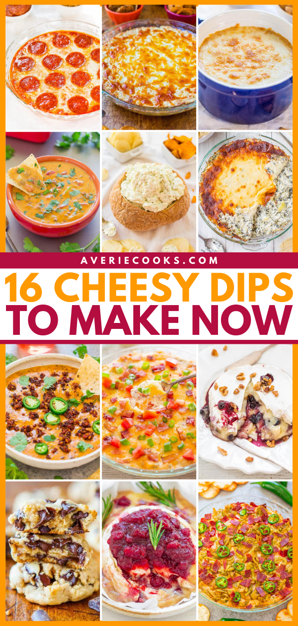 16 Cheesy Dips To Make Now - Fast, EASY, foolproof, and nothing compares to gooey, heavenly, melted CHEESE!! Perfect for holiday parties, game day parties, or your next cozy night on the couch!!