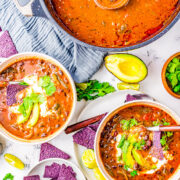 Easy Black Bean Soup – Smoky, savory black bean soup with roasted poblano peppers and an array of spices for layers of rich flavor! Hearty, comforting, and naturally vegan and gluten-free, this soup makes a great HEALTHY meal or robust starter or side!