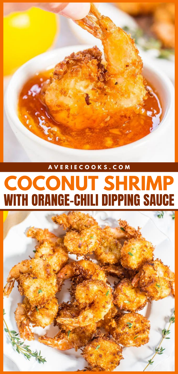 Coconut Shrimp with Dipping Sauce —An Outback Steakhouse copycat recipe! It's fast, easy, and guaranteed to trump restaurant and take-out versions! Perfectly crispy on the outside, juicy on the inside, and full of coconut flavor without being heavy or greasy.