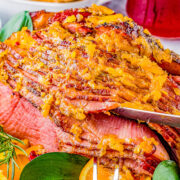 Orange Pineapple Glazed Ham - When you're looking for a holiday ham or family celebration ham recipe, look no further than this one! This orange pineapple ham is so juicy and moist thanks to a dry spice rub made with brown sugar and citrus and then the most delectable orange pineapple glaze! It caramelizes to sweet perfection making this ham a family favorite that pairs well with any side dish! 