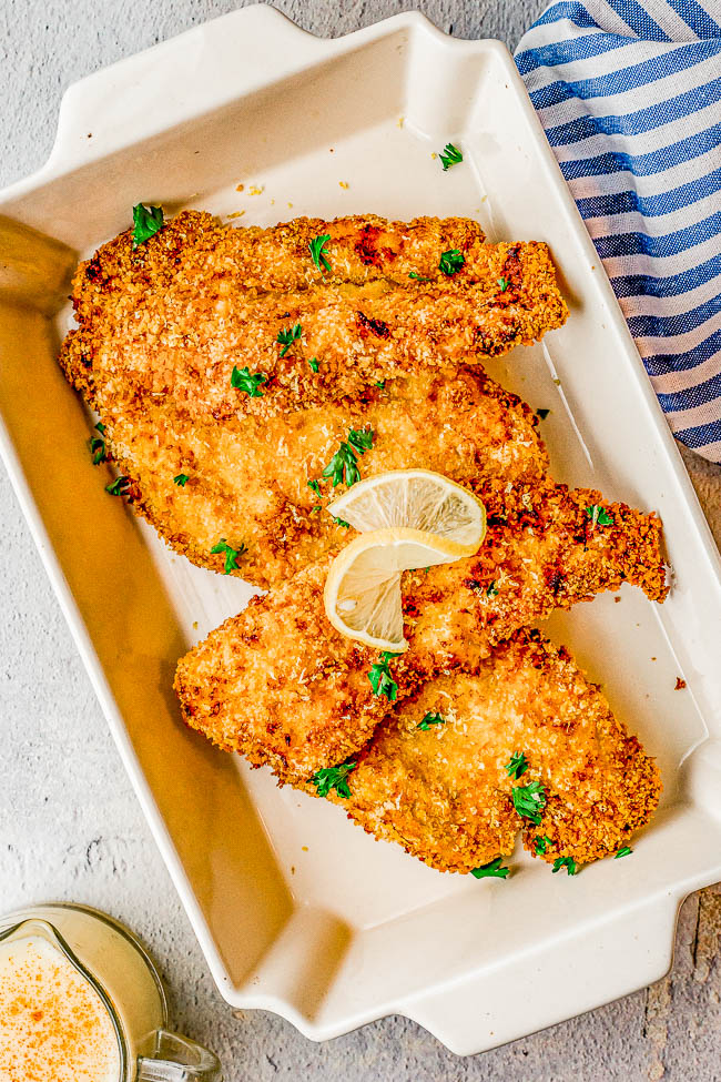 Air Fryer Crispy Chicken Breast – Learn how to make perfectly “fried” chicken in your air fryer! Deliciously crispy on the outside while staying juicy, tender, and moist on the interior. This is the BEST guiltless fried chicken! EASY, ready in 15 minutes, and perfect for busy weeknights when you need to get dinner on the table FAST!