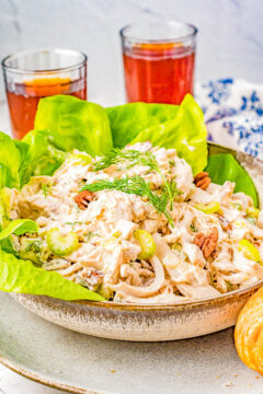 Chicken Salad - This classic chicken salad recipe is great for sandwiches, on crackers, over a bed of lettuce, or just dig in with a fork! You can't go wrong with this FAST and EASY and chicken salad that's a tried and true FAMILY FAVORITE! 