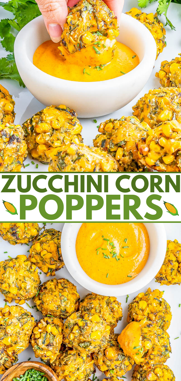 Baked Zucchini Corn Poppers Pinterest image.