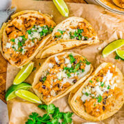 Slow cooker fiesta chicken tacos.