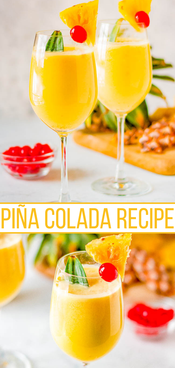 Piña Colada Recipe Pinterest image.