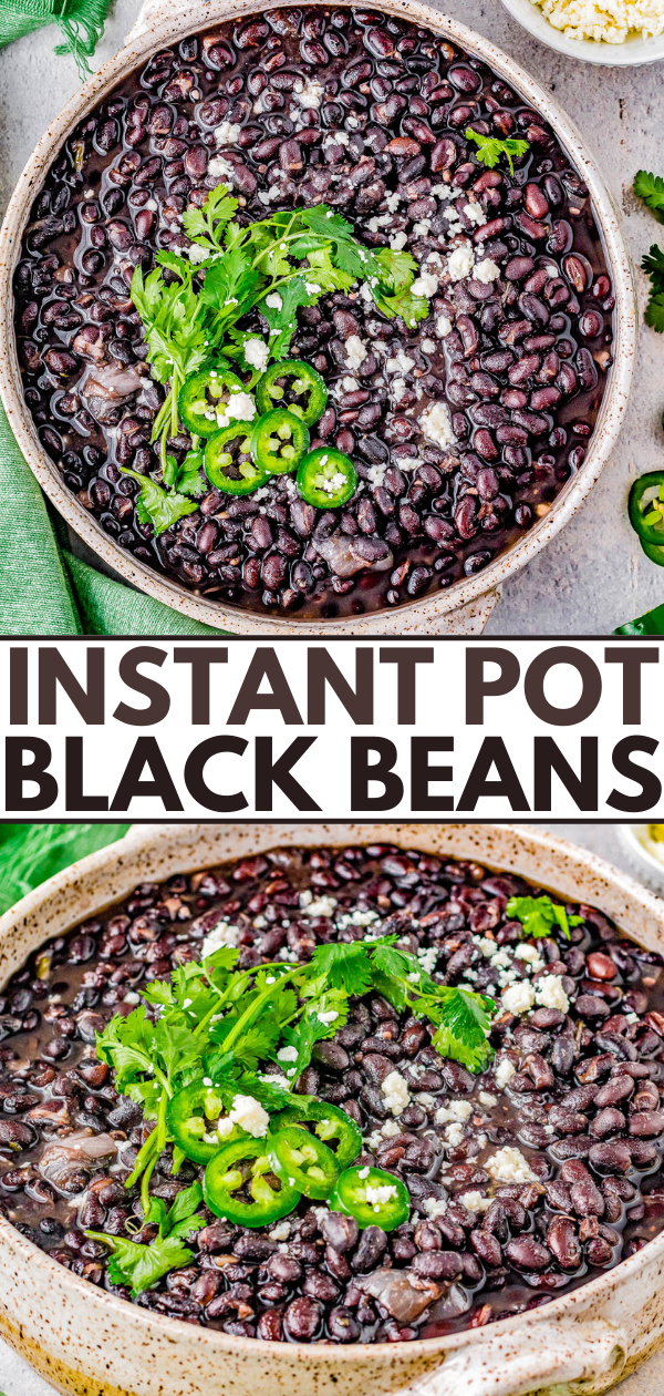 Instant Pot Black Beans - Learn how to EASILY make PERFECT black beans in an Instant Pot in just ONE hour! Substitute these superior tasting homemade black beans in any recipe that calls for canned black beans including soups, chili, casseroles, burritos, tacos, or your favorite Mexican recipes!
