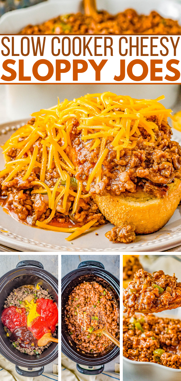 Slow Cooker Cheesy Sloppy Joes - Homemade sloppy Joes just got even better because they're cheesy! The perfect combination of sweet, tangy, optional spiciness, and so juicy! Whether you want to prep them before work for an easy weeknight dinner that's waiting, serve them at a summer holiday party, or for tailgating or a game day event, they're a classic family FAVORITE recipe and so EASY! Stovetop directions also provided.