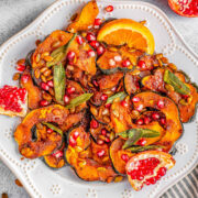 A plate of sweet and spicy acorn squash.