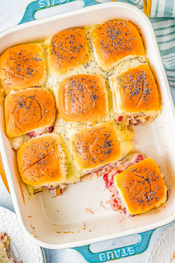 Pull-Apart Turkey and Swiss Sliders - Averie Cooks
