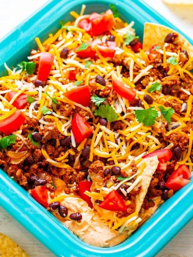 Layered Beef Taco Dip - Averie Cooks