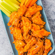 Crispy Air Fryer Chicken Wings with Buffalo Sauce.