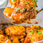 Beef Stew and Dumplings - Beef roast, potatoes, carrots, and more are simmered to tender PERFECTION in a rich and savory broth for the best beef stew that's easy to make! Cheesy dumplings on top are the final comfort food touch making this a classic family favorite recipe especially when the weather is chilly! 