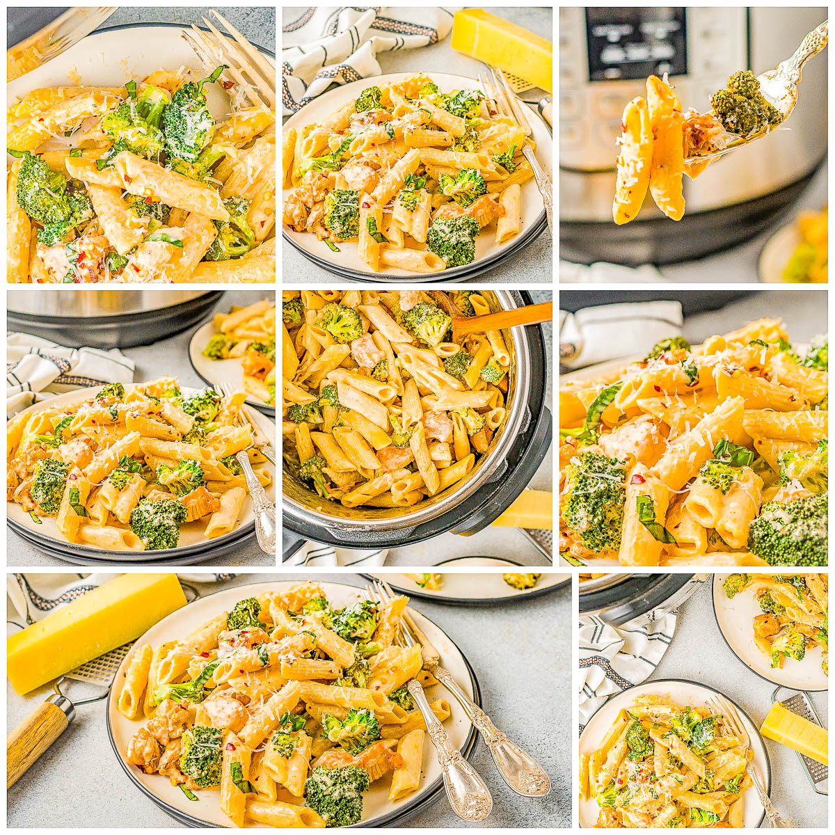 Instant Pot Chicken Broccoli Pasta - Juicy seasoned chicken with pasta and broccoli, all tossed in an AMAZING creamy cheese sauce! A family favorite EASY dinner recipe that's perfect for busy weeknights! Made in the Instant Pot in 30 minutes and stovetop cooking directions are also provided.