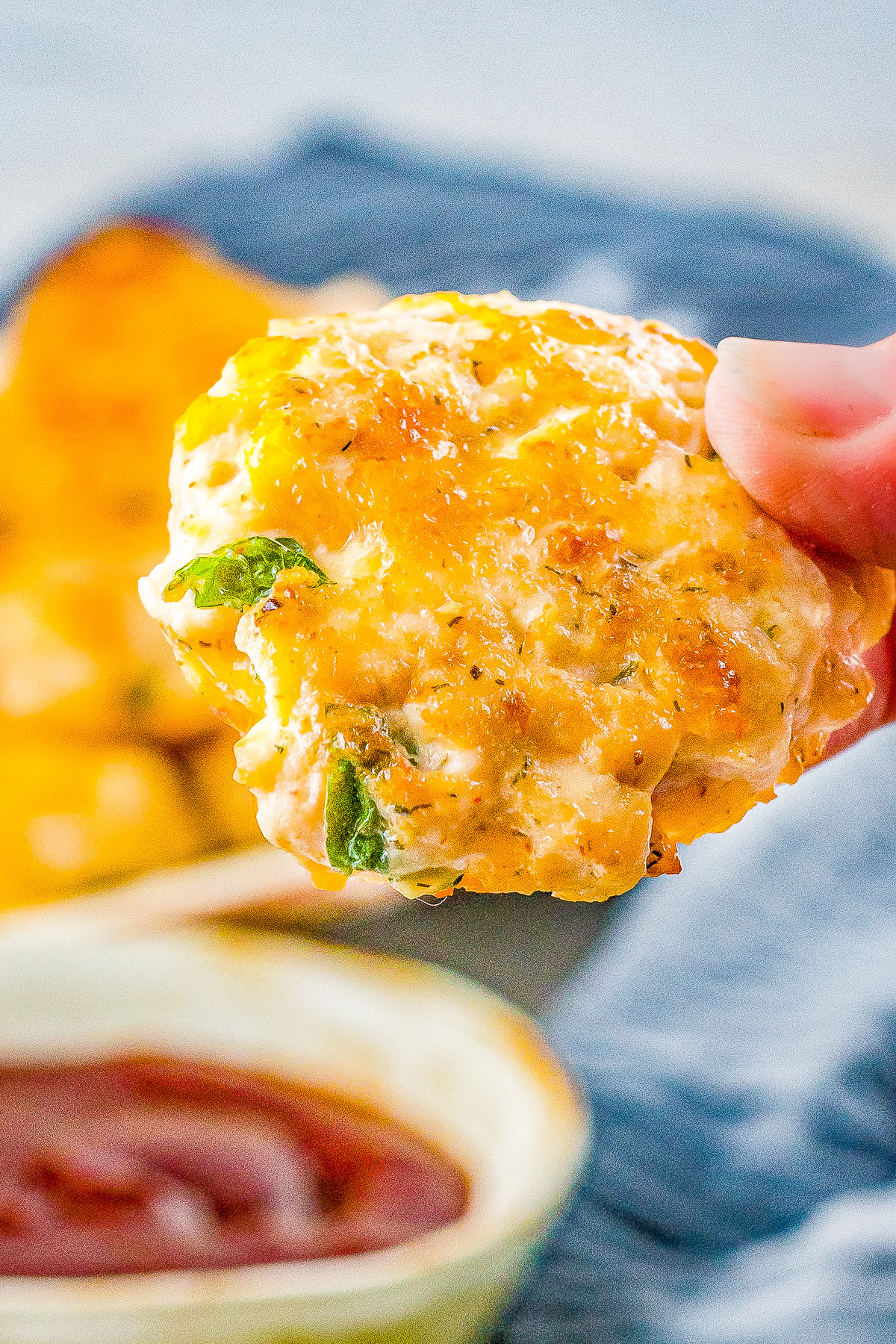 Cheesy Chicken Fritters - These AMAZING fritters include tender and juicy chicken, mozzarella and cheddar cheeses, and an array of spices to give them tons of great flavor! Serve them as an appetizer, on slider buns for sandwiches, or as the main dish! EASY, FAST, and a guaranteed family favorite!
