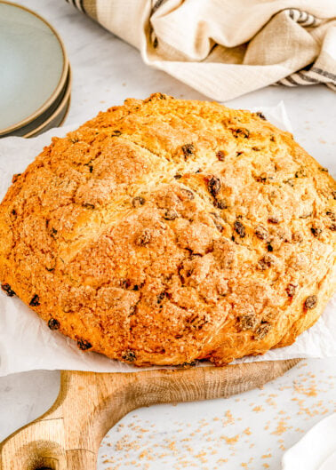 Easy Irish Soda Bread - A FAST, EASY, and foolproof recipe for classic Irish soda bread with an optional but fabulous twist of Irish whiskey-soaked raisins! A lightly sweetened crunchy crust with a soft interior, you'll want to make this quick bread recipe year round and not just for Saint Patrick's Day!