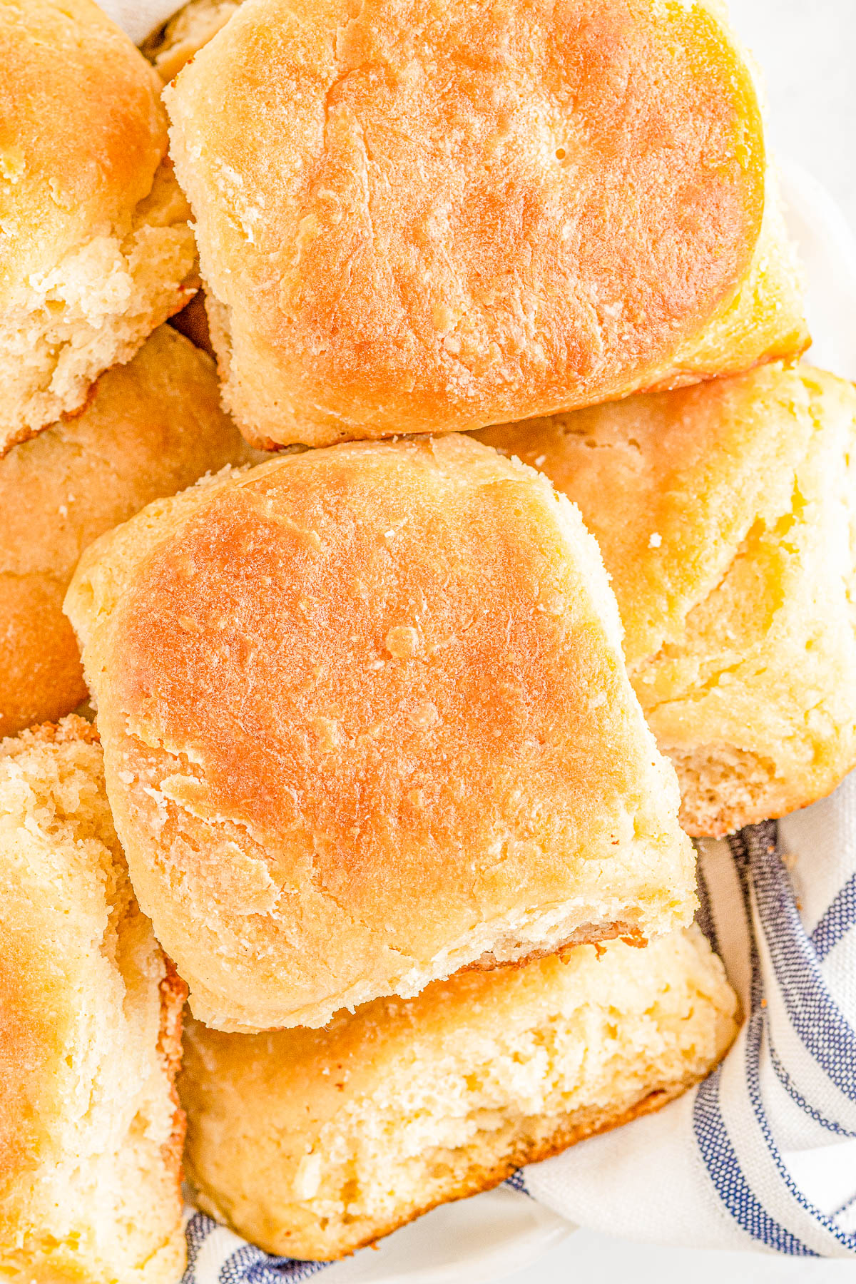 Angel Biscuits - The lightest, fluffiest, flakiest, melt-in-your-mouth biscuits you'll ever eat! Thanks to a trio of leavening agents, plenty of butter, and buttermilk, these EASY biscuits will become a family FAVORITE in no time! Serve them in place of regular biscuits or dinner rolls, or make them for a special brunch or holiday meal, and I promise no one will eat just one! 
