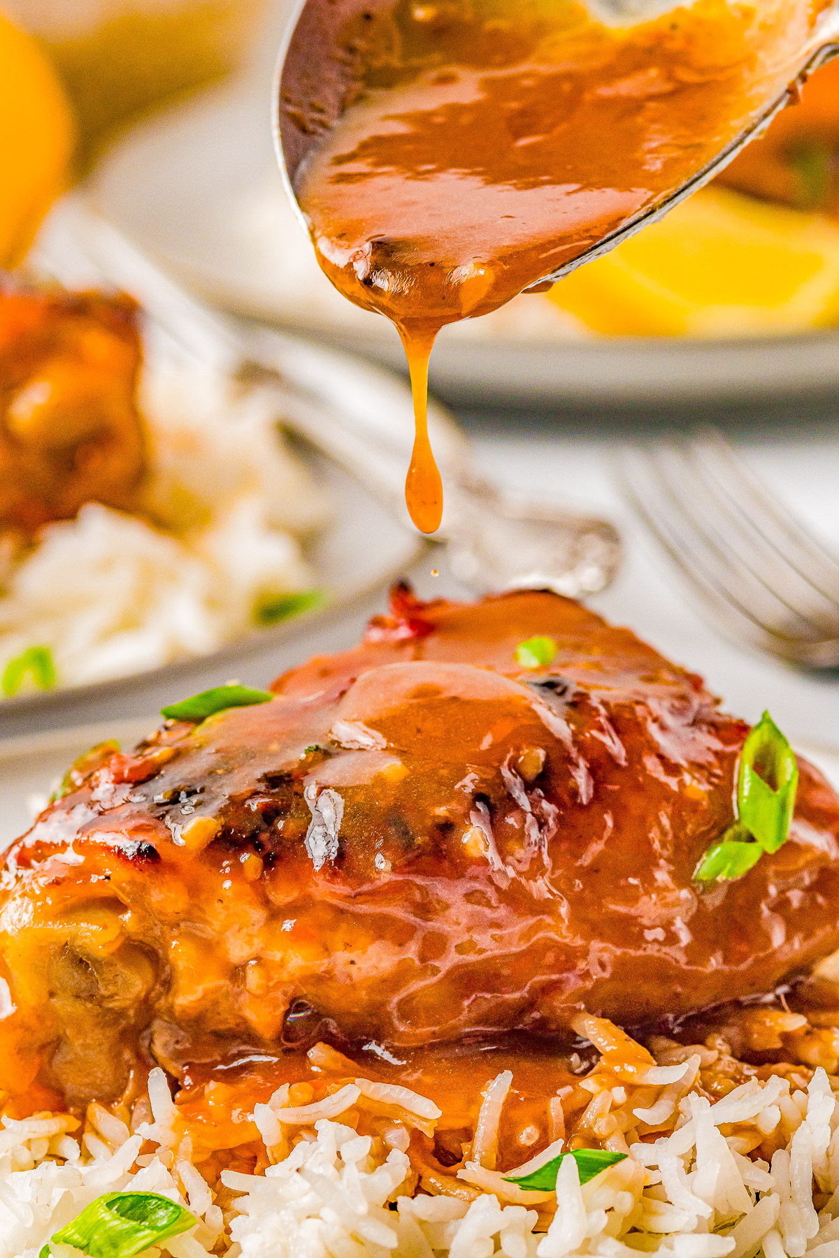 Honey Soy Baked Chicken Thighs - The chicken marinates in the most delectable mixture of soy sauce, honey, garlic, ginger, and more. The resulting baked chicken is SO tender, juicy, moist, and loaded with Asian-inspired flavors! Even better, this is a one-pan, EASY recipe the whole family will adore!