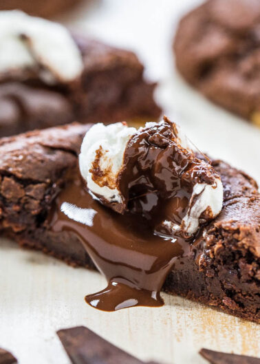 Gooey chocolate cookies with melted marshmallow topping.