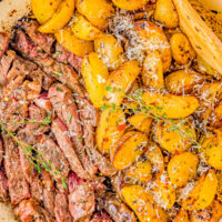 Garlic butter steak and potatoes skillet.