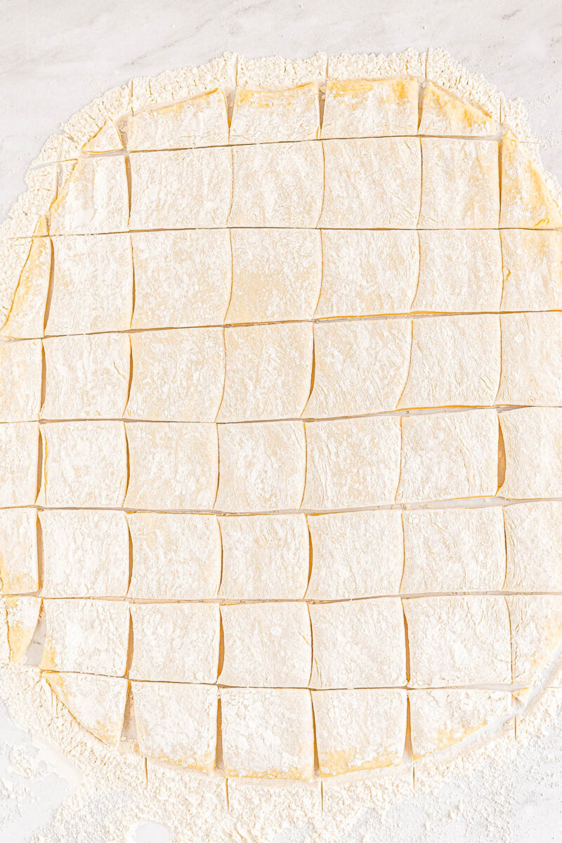 Texas Roadhouse Rolls cut into 40 squares.