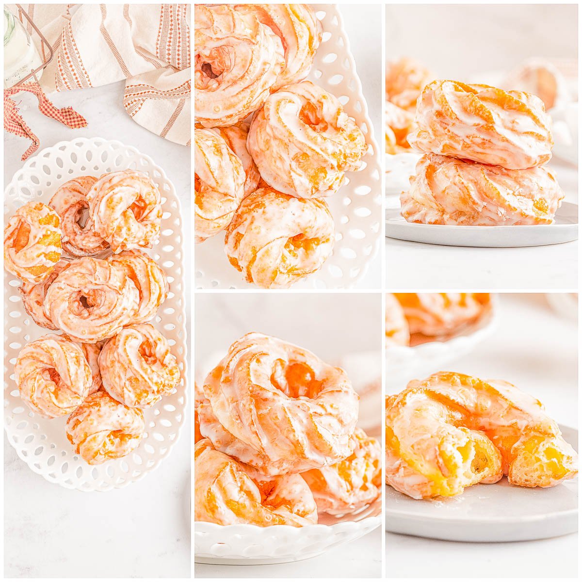French Crullers (Dunkin' Donuts Copycat Recipe) - Light and airy donuts with a soft and delicate interior, a lightly crisped exterior, and a sweet glaze that melts into every crevice! Learn how to easily make this classic French pastry at home that's BETTER than anything store bought! Move over Dunkin!
