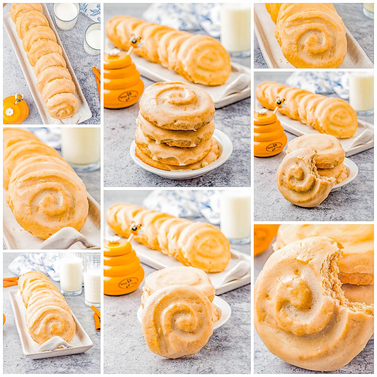Honey Bun Cookies (Crumbl Cookies Copycat) - Soft and chewy with a warm buttery cinnamon flavor, these cookies resemble a classic Honey Bun with their fun swirl on top! The sweet honey glaze makes them IRRESISTIBLE! This EASY Crumbl Cookies copycat recipe will become a family FAVORITE! 