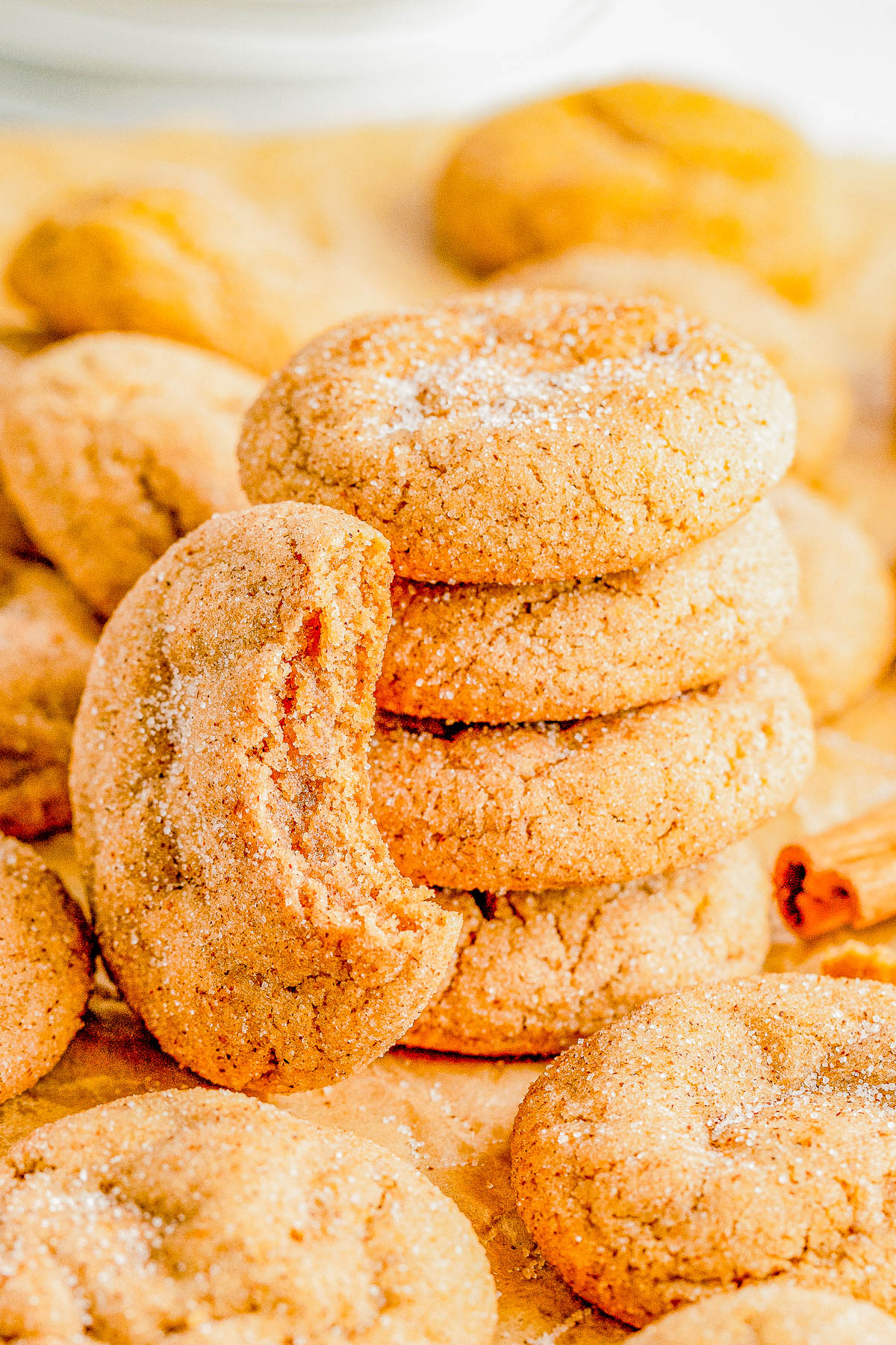 Soft and Chewy Pumpkin Snickerdoodles — Soft and pillowy in the middle, chewy around the edges, and ever so slightly crisp on the bottom! Classic snickerdoodles get a makeover with the addition of pumpkin puree and pumpkin pie spices! So EASY and the dough can be made in advance, and perfect for all those COZY fall vibes!