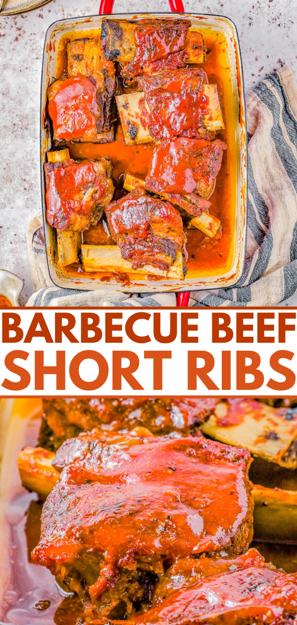 Baked Barbecue Beef Short Ribs - Tender, fall-off-the-bone meat smothered in a homemade BBQ-based sauce that's bursting with sweet, tangy, and smoky flavors! Impress your family and friends with this EASY comfort food recipe that’s perfect for meat lovers and barbecue enthusiasts alike!