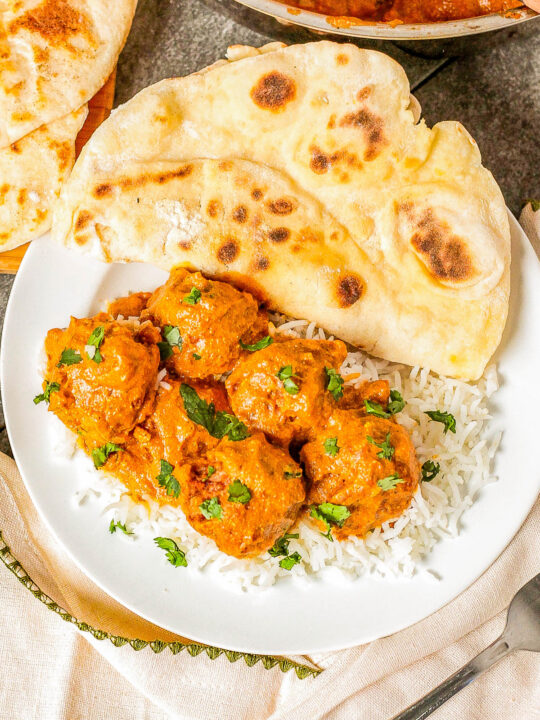Butter Chicken Meatballs – If you're an Indian butter chicken fan, you'll love these ground chicken meatballs which offer a unique twist on a beloved dish! Packed with an array of flavorful Indian spices, these EASY meatballs are first baked and then simmered in a rich sauce made with coconut milk, butter, and Greek yogurt!