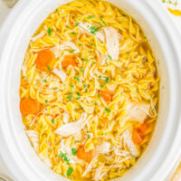 Slow cooker chicken noodle soup.