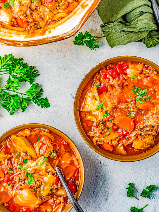 Slow Cooker Cabbage Roll Soup - Averie Cooks