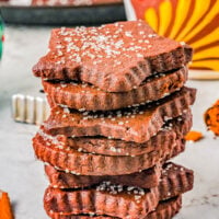 A stack of Mexican Chocolate Shortbread Cookies.