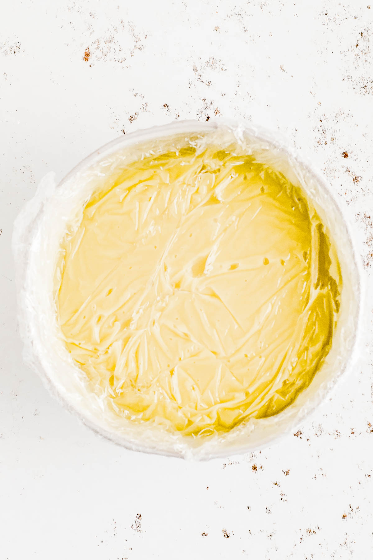 White chocolate truffle batter in a bowl.